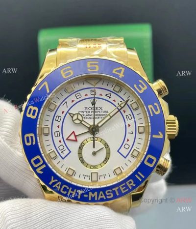 NEW! Swiss Rolex Yacht master II 42MM GM Factory 7750 Movement Watch Yellow Gold Case